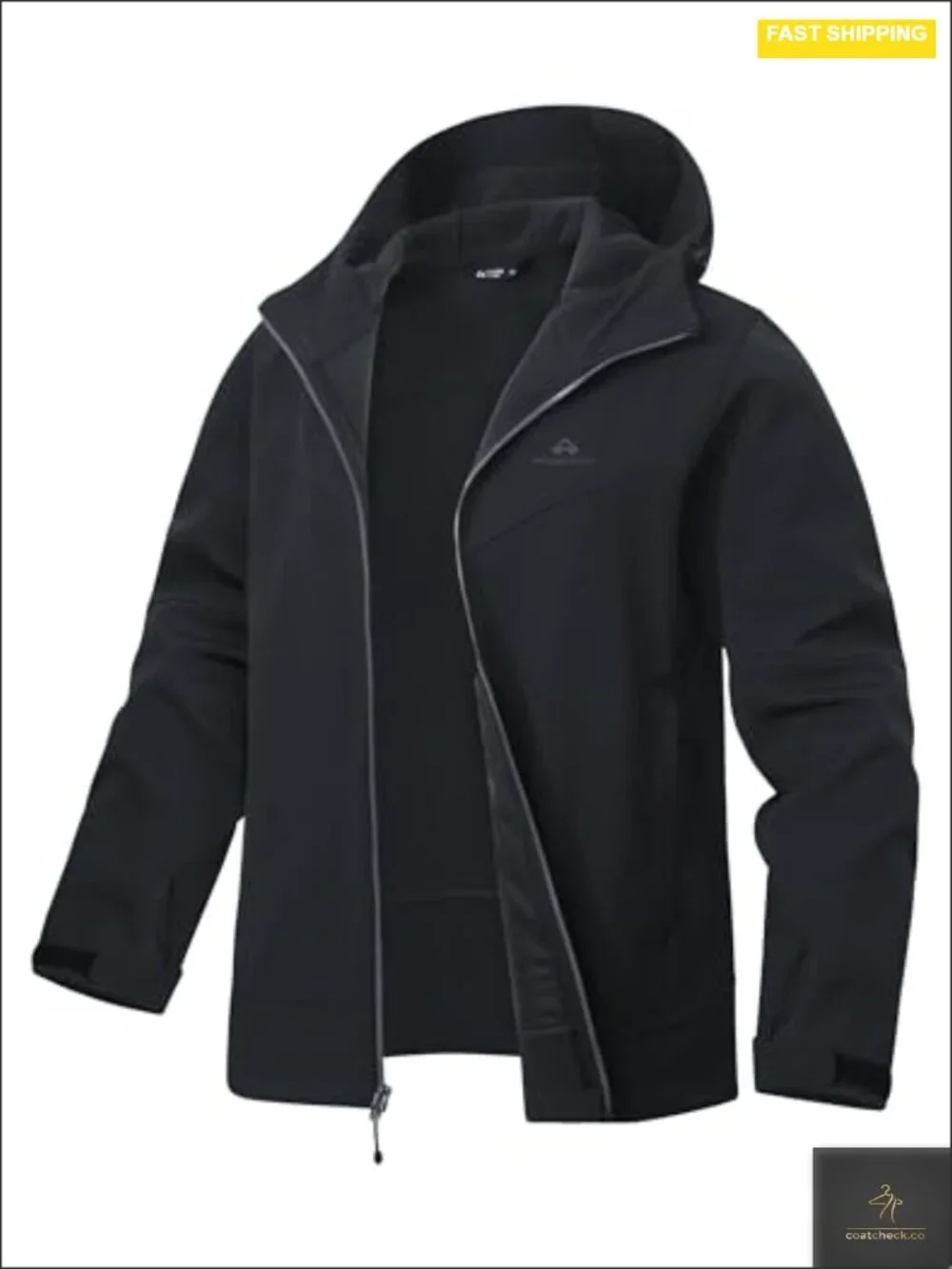 Men's Softshell Jacket Hooded Fleece Lined Water Resistant Windbreaker Hiking